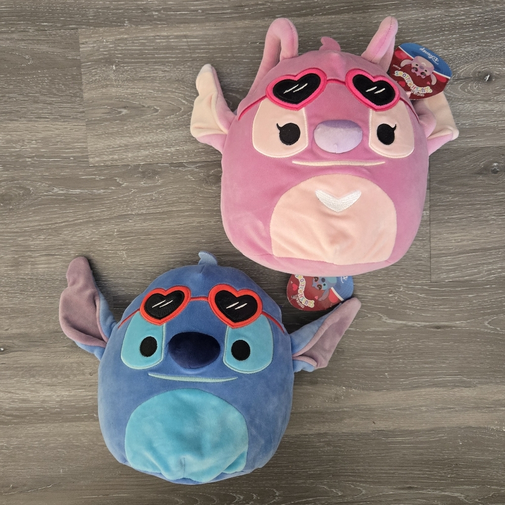 NWT Stitch & Angel Squishmallows 8" Heart Sunglasses Valentines Day